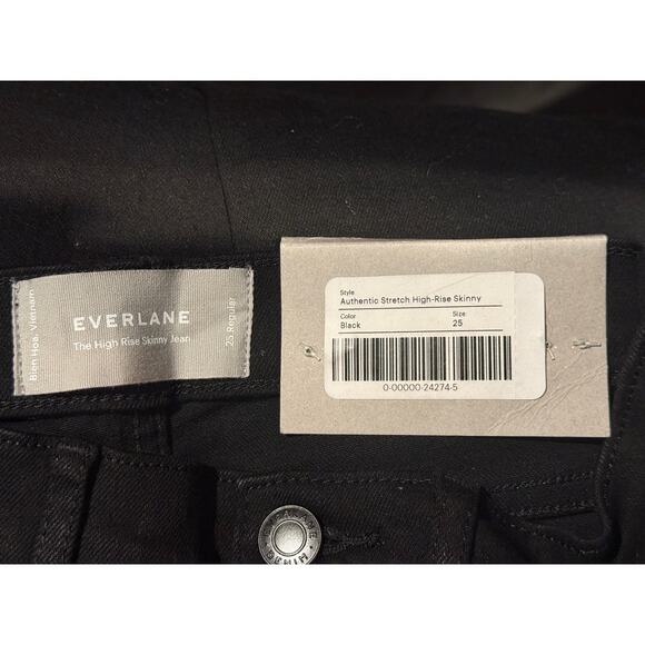 NWT Everlane The Authentic Classic Stretch High Rise Skinny Ankle Jean 25 Black - Picture 9 of 15